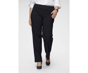 Stoffhose KJBRAND "Sally Bengaline", Damen, Gr. 48, N-Gr, blau (marine), Web, Obermaterial: 80% Viskose, 17% Polyamid, 3% Elasthan, unifarben, lang, Hosen Stoffhose, Sommerhose mit Schlupfbund (392362