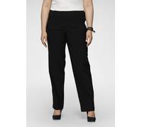 Stoffhose KJBRAND "Sally Bengaline", Damen, Gr. 48, N-Gr, schwarz, Web, Obermaterial: 80% Viskose, 17% Polyamid, 3% Elasthan, unifarben, lang, Hosen Stoffhose, Sommerhose mit Schlupfbund (94323530-48)