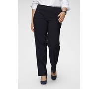 Stoffhose KJBRAND "Sally Bengaline", Damen, Gr. 50, N-Gr, blau (marine), Web, Obermaterial: 80% Viskose, 17% Polyamid, 3% Elasthan, unifarben, lang, Hosen Stoffhose, Sommerhose mit Schlupfbund (392362