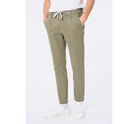Stoffhose LINDBERGH "Freizeithose Carrot Fit, Cropped Length", Herren, Gr. L, dk army, Obermaterial: 98% Baumwolle, 2% Elasthan, unifarben, weit, unten schmal, Hosen Stoffhose (44004346-L) dk army