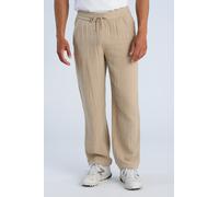 Stoffhose LINDBERGH, Herren, Gr. S, N-Gr, stone, Web, Obermaterial: 100% Baumwolle, unifarben, lang, Hosen Stoffhose, Sommerhose in Leinen-Optik und mit Gummizug - Weiter Schnitt (34669025-S) stone