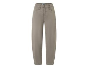 Stoffhose MAC "BORA 2.3 zip", Damen, Gr. 34, N-Gr, beige (mat grün antique), Web, Obermaterial: 96% Baumwolle, 4% Elasthan, unifarben, normal lang, Hosen Stoffhose, mit Stretch (47609961-34) mat grün