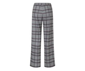 Stoffhose MAC "CHIARA", Damen, Gr. 34, Länge 30, burgundy check, Web, Obermaterial: 90% Polyester, 10% Elasthan, bedruckt, weit knöchellang, Hosen Stoffhose, Sommerhose mit All-Over Print (68162613-34