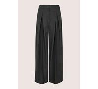 Stoffhose MADELEINE "Bundfaltenhose Nadelstreifenhose mit Strassdekoration", Damen, Gr. 40, N + K Gr, grau (grau, melange), Obermaterial: 70% Polyester PES. 26% Viskose CV. 4% Elasthan EL., Hosen Stof