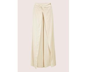 Stoffhose MADELEINE "Palazzo-Hose Sommerliche Stoffhose mit Überwurf", Damen, Gr. 42, N-Gr, weiß (perlweiß), Obermaterial: 100% Acetat CA., Modern, normal, Hosen Stoffhose, Weite Hose mit Überwurf (26