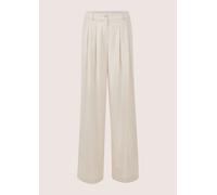 Stoffhose MADELEINE "Palazzohose Bundfaltenhose mit weitem Bein", Damen, Gr. 22, N + K Gr, perlweiß, melange, Obermaterial: 73% Polyester PES. 24% Viskose CV. 3% Elasthan EL., Modern, weit, Hosen Stof