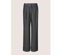 Stoffhose MADELEINE "Stoffhose Nadelstreifenhose mit weitem Bein", Damen, Gr. 19, K-Gr, grau (bleigrau, melange), Obermaterial: 63% Polyester PES. 33% Viskose CV. 4% Elasthan EL., Hosen Stoffhose (710