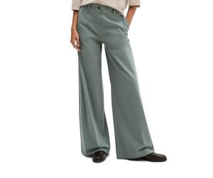 Stoffhose MARC O'POLO "MARGO WIDE", Damen, Gr. 36, N-Gr, grün (foggy blau), Web, Obermaterial: 96% Baumwolle, 4% Elasthan, weit lang, Hosen Stoffhose, aus Organic Cotton-Satin-Stretch (38228423-36) fo