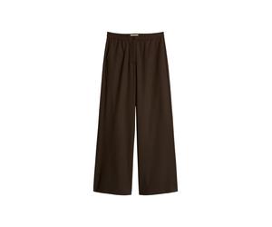 Stoffhose MARC O'POLO "MARGO WIDE", Damen, Gr. 40, N-Gr, braun, Obermaterial: 49% Polyester, 48% Viskose, 3% Elasthan, unifarben, wide leg lang, Hosen Stoffhose, in Woll-Optik, Wide Fit (15562934-40)