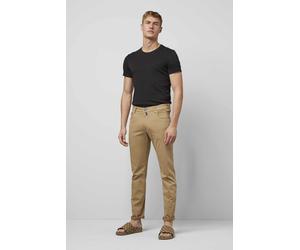 Stoffhose MEYER "M5 Slim", Herren, Gr. 40, Länge 34, braun (camel), 77% Baumwolle, 19% Lyocell, 4% Elasthan, unifarben, figurumspielend lang, Hosen Stoffhose, M5 Slim Five-Pocket (52103830-40) camel