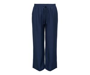 Stoffhose ONLY CARMAKOMA "CARSANDY HW PANTS TLR", Damen, Gr. 46, Länge 32, blau (navy blazer), Obermaterial: 80% Viskose, 20% Polyamid, unifarben, regular fit knöchellang, Hosen Stoffhose (64102119-46