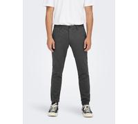 Stoffhose ONLY & SONS, Herren, Gr. 36, Länge 32, schwarz, Web, Obermaterial: 64% Viskose, 31% Polyester, 5% Elasthan, Strukturmuster, unifarben, slim fit lang, Hosen Stoffhose, mit leichtem Strukturmu