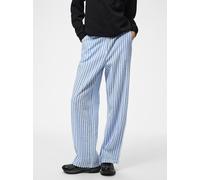 Stoffhose PIECES "PCSTINNA HW PANTS WVN NOOS BC", Damen, Gr. XS, N-Gr, hydrangea stripes:hellweiß, Obermaterial: 100% Baumwolle, gestreift, weit, Hosen Stoffhose, mit weitem Bein (74587007-XS)