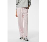 Stoffhose PIECES "PCSTINNA HW PANTS WVN NOOS BC", Damen, Gr. XS (34), N-Gr, roseate spoonbill stripes:hellweiß, Obermaterial: 100% Baumwolle, gestreift, weit, Hosen Stoffhose, mit weitem Bein (4192661