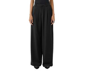 Stoffhose QS, Damen, Gr. 36, Länge 30, schwarz, Web, Obermaterial: 81% Polyester, 15% Viskose, 4% Elasthan, unifarben, loose fit lang, Hosen Stoffhose, mit Taschen (48774107-36) schwarz