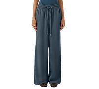 Stoffhose QS, Damen, Gr. 36, Länge 32, blau, Web, Obermaterial: 72% Viskose, 28% Leinen, unifarben, loose fit lang, Hosen Stoffhose, mit elastischem Bund und Kordelzug (63858465-36) blau