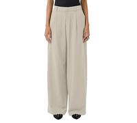 Stoffhose QS, Damen, Gr. 40, Länge 32, beige, Web, Obermaterial: 81% Polyester, 15% Viskose, 4% Elasthan, unifarben, loose fit lang, Hosen Stoffhose, mit Taschen (58360767-40) beige