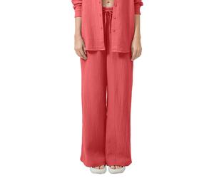 Stoffhose QS, Damen, Gr. 42, N-Gr, rosa (rot), Web, Obermaterial: 100% Baumwolle, unifarben, lässig geschnitten, Hosen Stoffhose, Weite Sommerhose mit Kordelzug (75380948-42) rot
