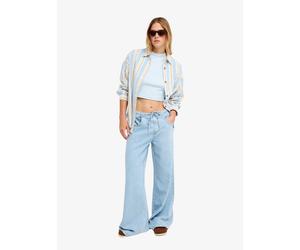 Stoffhose ROXY "BEACH FLIRT", Damen, Gr. S, N-Gr, blau (sunbleached), Obermaterial: 100% Baumwolle, Hosen Stoffhose, mit sportlicher Optik, aus Baumwolle, in den Größen XS bis XXL (42449267-S) sunblea