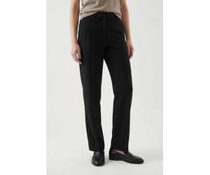 Stoffhose S.OLIVER, Damen, Gr. 34, N-Gr, schwarz, Web, Obermaterial: 74% Polyester, 22% Viskose, 4% Elasthan. Futter: 100% Polyester, unifarben, lang, Hosen Stoffhose, mit Bundfalte (98889045-34) schw