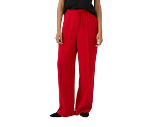 Stoffhose S.OLIVER, Damen, Gr. 36, N-Gr, salsa rot, Web, Obermaterial: 93% Polyester, 7% Elasthan. Futter: 100% Polyester, unifarben, gerade lang, Hosen Stoffhose, mit Bügelfalte und Kordelzug (237128