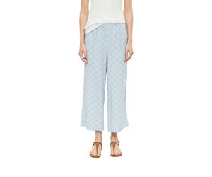 Stoffhose S.OLIVER, Damen, Gr. 40, N-Gr, coastal blau aop, Web, Obermaterial: 100% Viskose, gemustert, normal lang, Hosen Stoffhose, Sommerhose mit Allover-Muster (11991205-40) coastal blau aop