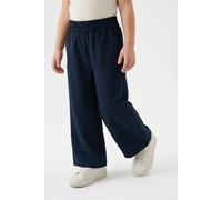 Stoffhose S.OLIVER JUNIOR, Mädchen, Gr. 158, N-Gr, blau, Web, Obermaterial: 63% Polyester, 33% Viskose, 4% Elasthan, unifarben, loose fit lang, Hosen Stoffhose, mit weitem, geradem Bein und Gummizug (