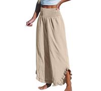 Stoffhose Schwarz Damen Schlafanzughose Damen Lang Damenhosen Kurzgrößen Stretch Einfarbiges High Waist Schlupfhose Mit Taschen Locker Reha Hose 7/8 Hosen Sommerhosen Sommerhose Damen (Beige, M)