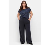 Stoffhose SHEEGO, Damen, Gr. 46, Normalgrößen, blau (tiefblau), 100% Polyester, unifarben, Hosen Stoffhose (77347049-46) tiefblau