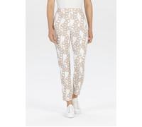 Stoffhose STEHMANN, Damen, Gr. 36, N-Gr, braun (camellight,5512), Web, Obermaterial: 88% Polyester, 12% Elasthan, gemustert, lang, Hosen Stoffhose, Sommerhose mit grafischem Muster (28504040-36) camel