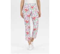 Stoffhose STEHMANN, Damen, Gr. 36, N-Gr, ibisrose, Web, Obermaterial: 65% Baumwolle, 31% Polyamid, 4% Elasthan, geblümt, figurbetont 7/8-Länge, Hosen Stoffhose, Sommerhose mit floralem Muster, 7/8-Län