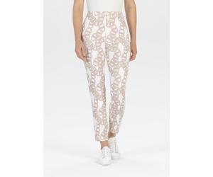 Stoffhose STEHMANN, Damen, Gr. 44, N-Gr, braun (camellight,5512), Web, Obermaterial: 88% Polyester, 12% Elasthan, gemustert, lang, Hosen Stoffhose, Sommerhose mit grafischem Muster (28504040-44) camel