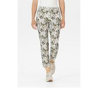 Stoffhose STEHMANN "Fimi-680", Damen, Gr. 40, N-Gr, chocolat, Web, Obermaterial: 75% Viskose, 22% Polyamid, 3% Elasthan, geblümt, körpernah 3/4-Länge, Hosen Stoffhose, 3/4-Länge mit floralem Allover-P