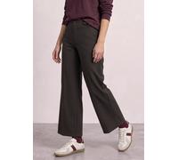 Stoffhose STREET ONE, Damen, Gr. 32, Länge 28, braun (schwarz coffee), Jersey, 76% Polyester, 20% Viskose, 4% Elasthan, gestreift, comfort fit lang, Hosen Stoffhose, im elastischen Materialmix (969242
