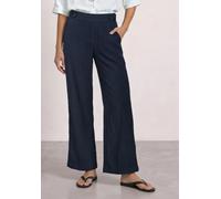 Stoffhose STREET ONE, Damen, Gr. 32, Länge 30, schwarzest blau, Stoff, 56% Polyester, 41% Viskose, 3% Elasthan, unifarben, loose fit lang, Hosen Stoffhose, mit Wide Legs (79412047-32) schwarzest blau