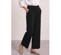 Stoffhose STREET ONE, Damen, Gr. 34, Länge 26, schwarz, Stoff, 61% Viskose, 32% Polyamid, 7% Elasthan, unifarben, comfort fit 7/8-Länge, Hosen Stoffhose, mit Wide Legs, Topseller (68840830-34) schwarz