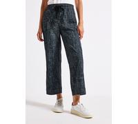 Stoffhose STREET ONE, Damen, Gr. 34, Länge 28, blau (deepwater blau), Web, 98% Baumwolle, 2% Elasthan, bedruckt, normal knöchelfrei, Hosen Stoffhose, aus Baumwolle mit Stretchanteil (41440310-34) deep