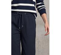 Stoffhose STREET ONE, Damen, Gr. 34, Länge 28, blau (tiefblau (länge 28)), Web, Obermaterial: 66% Baumwolle, 30% Polyester, 4% Elasthan, unifarben, straight fit lang, Hosen Stoffhose, Sommerhose mit T