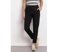 Stoffhose STREET ONE, Damen, Gr. 36, Länge 28, schwarz, Web, 52% Baumwolle, 41% Polyester, 7% Elasthan, unifarben, slim fit knöchelfrei, Hosen Stoffhose, im Loose Fit (35887619-36) schwarz