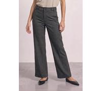 Street One Damen Stoffhose High Waist Wide Leg kariert mit dekorativem Elastikbund Schwarz Gr.36 L32
