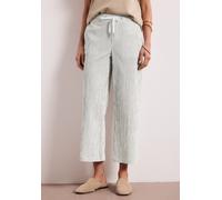 Stoffhose STREET ONE, Damen, Gr. 38, Länge 26, sanftes weiß, Web, 57% Baumwolle, 42% Polyester, 1% Elasthan, gestreift, loose fit 7/8-Länge, Hosen Stoffhose, High Waist (32501453-38) sanftes weiß