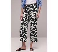 Stoffhose STREET ONE, Damen, Gr. 38, Länge 26, schwarz, Stoff, 100% Viskose, gemustert, loose fit normal, Hosen Stoffhose, High Waist (13075408-38) schwarz