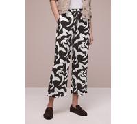 Stoffhose STREET ONE, Damen, Gr. 38, Länge 26, schwarz-weiß (espresso braun), Stoff, 100% Viskose, gemustert, loose fit normal, Hosen Stoffhose, High Waist (38863347-38) espresso braun