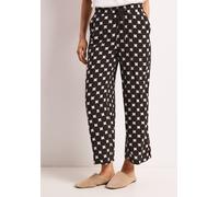 Stoffhose STREET ONE, Damen, Gr. 38, Länge 26, schwarz-weiß (soft beige), Stoff, 100% Viskose, gemustert, loose fit normal, Hosen Stoffhose, High Waist (85076403-38) soft beige