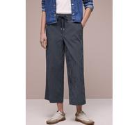 Stoffhose STREET ONE "Style Emee", Damen, Gr. 38, Länge 26, tiefblau, Web, Obermaterial: 57% Baumwolle, 42% Polyester, 1% Elasthan. Futter: 100% Polyester, gestreift, loose fit knöchelfrei, Hosen Stof
