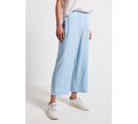 Stoffhose STREET ONE, Damen, Gr. 38, Länge 28, blau (original blau), Stoff, 69% Viskose, 28% Baumwolle, 3% Elasthan, gestreift, loose fit knöchelfrei, Hosen, im Loose Fit (24521147-38) original blau