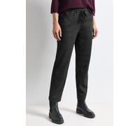 Stoffhose STREET ONE, Damen, Gr. 38, Länge 28, schwarz, Stoff, 83% Polyester, 15% Viskose, 2% Elasthan, unifarben, loose fit knöchellang, Hosen Stoffhose, Elastikbund mit Tunnelzugbändern (95089916-38