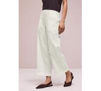 Stoffhose STREET ONE, Damen, Gr. 38, Länge 28, weiß (sanftes weiß), Web, 100% Baumwolle, unifarben, loose fit knöchelfrei, Hosen Stoffhose, High Waist (69070839-38) sanftes weiß
