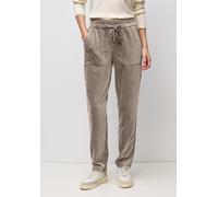 Stoffhose STREET ONE, Damen, Gr. 38, Länge 30, silk braun, Web, 60% Baumwolle, 38% Polyester, 2% Elasthan, unifarben, comfort fit normal, Hosen, Elastikbund mit Tunnelzug (87862416-38) silk braun