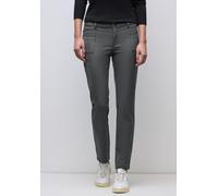 Stoffhose STREET ONE, Damen, Gr. 38, Länge 30, storm grau, Stoff, 88% Polyamid, 12% Elasthan, unifarben, comfort fit knöchellang, Hosen Stoffhose, Middle Waist (67796665-38) storm grau